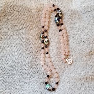 Rose Quartz & Hand Painted Necklace